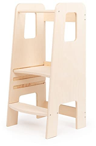 moblì® | Ully Natural Learning Tower | Der erste Lernturm für Kinder ab 1 Jahr aus Naturholz | Lernturm Montessori mit verstellbare Fachböden | Gebaut in Italien nach den Montessori-Prinzipien