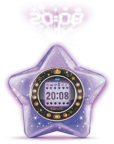 VTech - KidiMagic Starlight Violet, Radio Réveil Enfant 9 en 1, Étoile avec Effets Lumineux, Projection de l'Heure au Plafond, Enceinte, Jeux, Cadeau Enfant de 6 Ans à 12 Ans - Contenu en Français