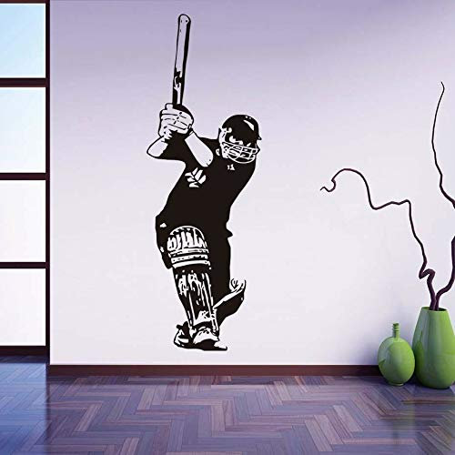 NSRJDSYT Cricket Sport Wandtattoo Cricket Batsman Wandaufkleber Vinyl Kinder Schlafzimmer Dekor Abnehmbare Teenager Zimmer Dekoration Wandbild 57x20cm