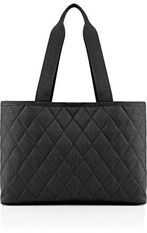 reisenthel classic shopper L rhombus black Geräumige Shopping Bag und edle Handtasche in einem Aus wasserabweisendem Material