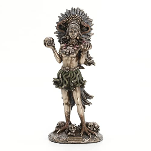 Veronese Design Coatlicue Azteken-Sperpant-Rock, Göttin der Erde, Kaltgussharz, Antik-Bronze-Finish, 24,5 cm
