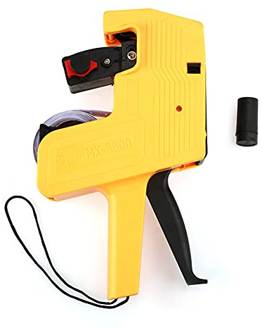 Pistolet à Prix 8 Chiffres Fournitures de Tarification Étiquettes de Marqueur de Prix Kit de Pistolet de Tarification à 1 Ligne Étiqueteuse avec étiquettes et Recharge D'encre pour Bureau,(Jaune)