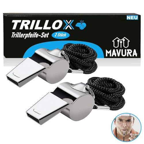 MAVURA TRILLOX Trillerpfeife Set Schiedsrichterpfeife Metall