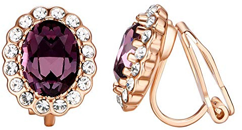 Vogem Clip Ohrringe Damen Ohne Ohrlöcher Cubic Zirkonia Ohrclips Großer Kristall Ohrringe Clips Nickelfrei Hochzeit Modeschmuck