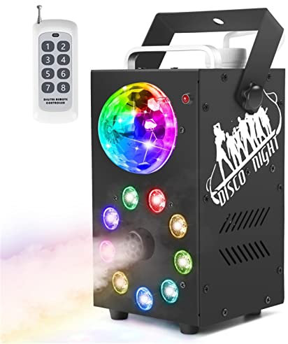 VECHII Machine À Brouillard 700 W, Machine À Fumée avec Boule Disco Et 9 Lumières LED, avec Télécommande sans Fil, pour Noël, Halloween, Mariages, Fêtes, Effet De Scène