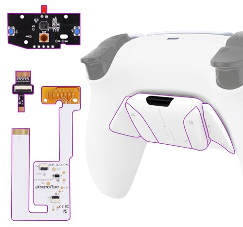 eXtremeRate Konfiguriert RISE4 Remap Kit für ps5 Controller BDM-030/040/050 Model,Upgrade Mapping Board&Rückplate Gehäuse/Case&Rücktasten Back Paddles für ps5-Schneeweiß