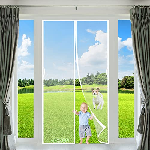 Magnet Fliegengitter Tür Magnet Fliegenvorhang 100x245cm Weiß Insektenschutzgitter Terrassentür Magnete Automatisch schließen hält Käfer/Fliegen/Mücken Draußen