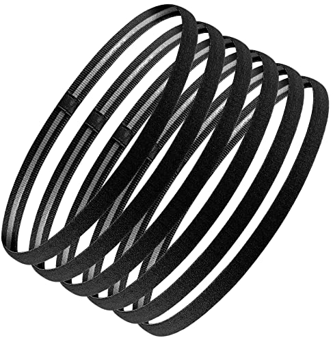 6 Pezzi Sportiva Fascia Capelli Nera, Fasce Sottile Antiscivolo, Elastico Capelli Uomo e Donna per Sport Yoga Calcio Basket Jogging Bicicletta Tennis