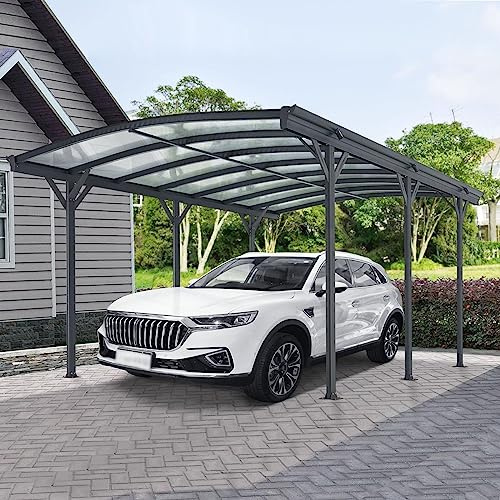 Aluminium Carport München Überdachung 5 x 3 m grau anthrazit KFZ PKW Auto Boot Hänger Fahrrad mit Aluminiumrahmen (Bogendach)
