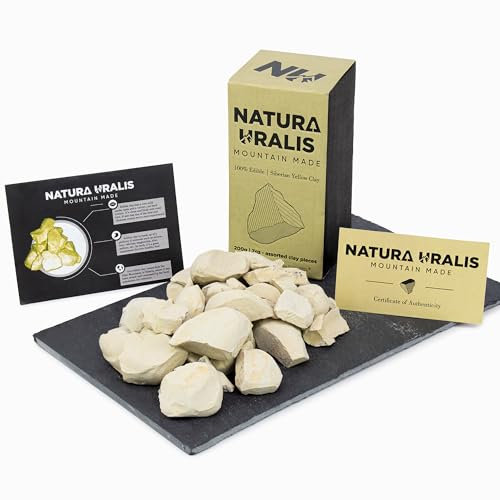 Natura Uralis Siberian Yellow Clay | 200g of Natural Clay, Pastel to Golden Yellow - Amazing Crunch, Satisfying, Earthy, Velvety and Firm Texture, ASMR Sensation