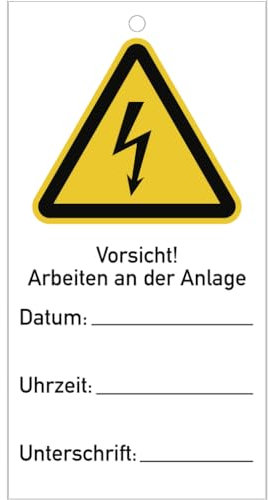 Dreifke® Schild Sicherheitsanhänger Vorsicht!Arbeiten an d. Anlage,Kunststoff,76x147mm,10Stk./VE