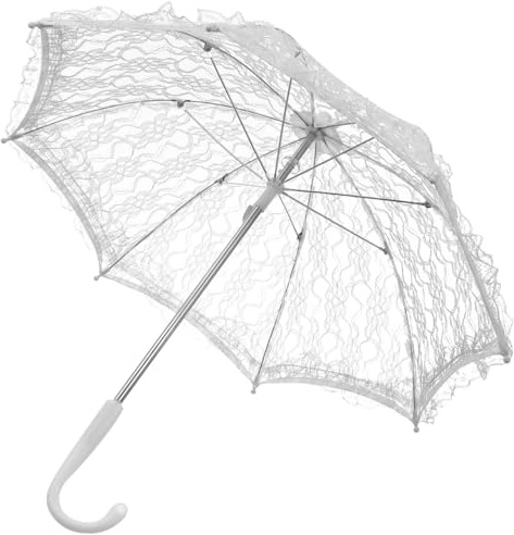 Gadpiparty Ombrellino Parasole Sposa Bianco in Pizzo Leggero E Portatile Per Decorazioni Matrimonio E Oggetti Di Scena Per Spettacoli E Fotografia