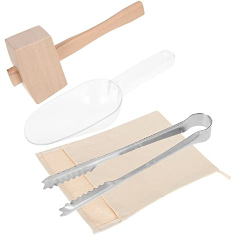 IMIKEYA 1 Satz Zerkleinertes Eispaket Ice-Crusher-Tasche Plastik Eispickel Zum Brechen Von EIS Tasche Baumwollleinen Küchenbar-Werkzeuge Eisschaufel Eiswerkzeug Haushaltstasche Kaffee Holz