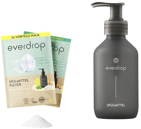 everdrop Spülmittel Starter-Set (2x 25g Pulver, 1x Spülmittelflasche)