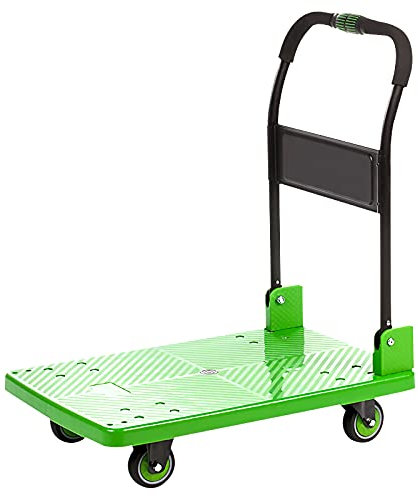 Flachbett-Handwagen Plattformwagen, Handpritschenwagen mit 4 Rädern und Metallgriff, rollender Schiebewagen, Kunststoffdeck, hohe Kapazität for den Gepäcktransport Schwerlast-Flachbettwagen (Size : 9