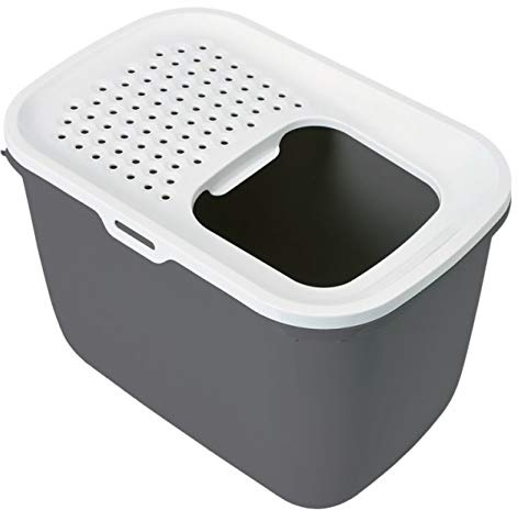 1 Stück Savic Katzentoilette Hop In - mit Einstieg von Oben (weiß/grau)