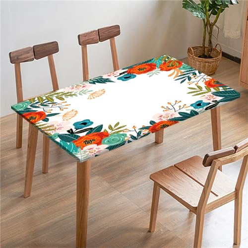 Morbuy Rechteckige Elastische Tischdecke, 3D Drucken wasserdichte Gartentischdecken Quadratisch Angepasste Tischdecke Abwischbar Tischdecken Tischtuch Tischschutz (80x80cm,Tropisch Blume)