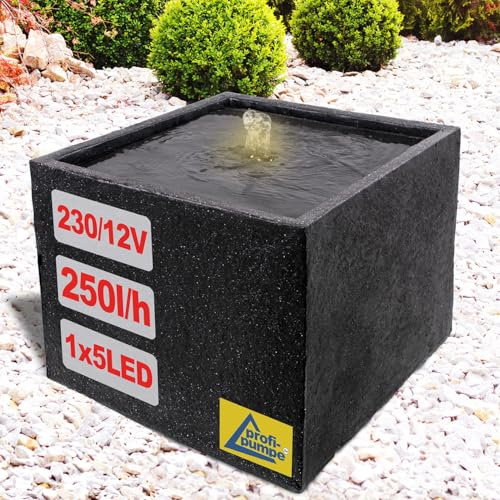 Gartenbrunnen Brunnen Zierbrunnen Zimmerbrunnen Springbrunnen Brunnen mit LED-Licht 230V Wasserfall Wasserspiel für Garten, Gartenteich, Terrasse, Balkon