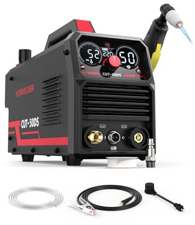 YESWELDER CUT-50DS Plasmaschneider, 50 Amp Air Power Großes Digitaldisplay 110/220 V Dual Voltage IGBT Inverter Plasmaschneidmaschine