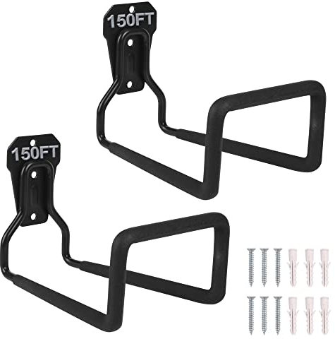 PeoMev 2 x robuste Schlauchaufhänger, Gartenschlauch-Aufbewahrung, schwarze Wasserschlauchhalter für Außenwandmontage, Gartenschlauchtrommel, Ideal Für Wasserschlauch, Verlängerungskabel