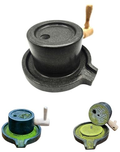 Vibeo Mulino a Pietra 6kg Macina Polvere Matcha Pesante per Uso Domestico, Piccolo Macina in Pietra Decorativa Vintage, Facile da Pulire Mulino per Cereali a Mano in Pietra Blu Naturale