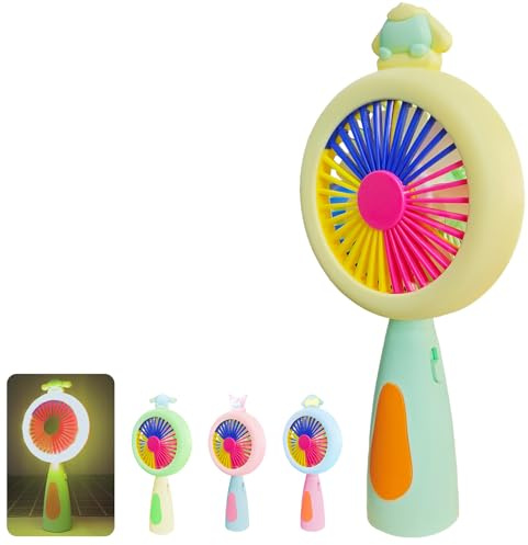 Tragbarer Mini Ventilator mit Licht, Handventilator für Erwachsener leuchtende Mini Ventilator Batteriebetriebener Handventilator, Wiederaufladbarer, Hand Ventilatoren für Reisen, Büro, Draußen