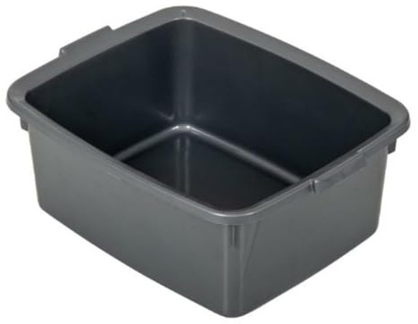 Addis 12L Rectangular Washing Up Bowl with Handles Durable, Scratch-Resistant, Easy Grip Handles, Easy to Clean Sink Basin Ideal for Dishwashing & Kitchen Use Black 1 Pack