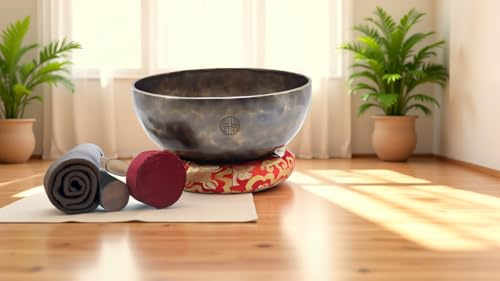 Arts Of India 8 inch Full Moon Singing Bowl - Tibetan Spiritual Himalayan Healing Singing Bowls - Meditation, Therapy, Chakra Healing - Made in Nepal