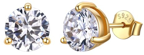 JustBeingCute Ohrringe Gold 585 Vergoldet Ohrstecker Silber 925 Zirkonia | Ohrstecker Gold mit Stein Geburtsstein Rot Grün Hypoallergen Stecker Schmuck Damen Geschenk für Frauen 4/5/6/6.5/7.5/8 mm