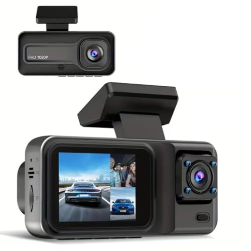 Caméra Embarquée 1080p, écran IPS 2 pouces grand angle 170° vision nocturne triple Caméra Double pour conduite sécurisée, enregistreur de conduite pour particuliers professionnels et flottes
