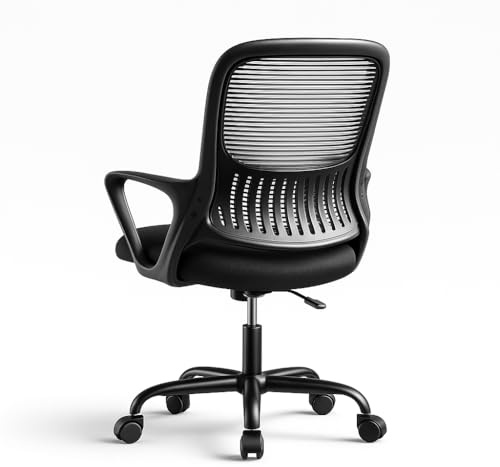 DUMOS Bürostuhl Ergonomisch Schreibtischstuhl mit Lendenwirbelstütze Verstellbaren Armlehnen Drehstuhl Höhenverstellbarer Office Chair Bürostühle Geeignet für Büro und Schlafzimmer（Schwarz）