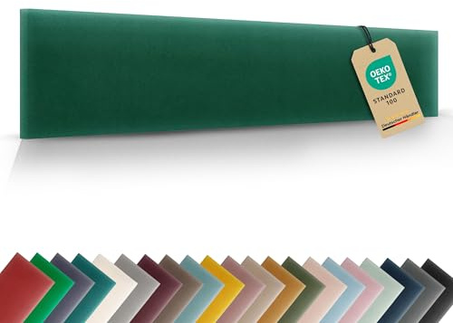 VELUYA Wandpolster Wandkissen Rechteck – Samt, Polsterplatte 50 x 30 cm, Polsterpaneele, Oeko-TEX, Made in EU, Dunkelgrün M04