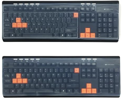 Ksheria Universelle Computer-Tastaturabdeckung, transparente Silikon-Tastaturabdeckung, wiederverwendbar, wasserdicht, Staubschutz, erhöhte und flache Tastaturabdeckungen für Desktop-PC in