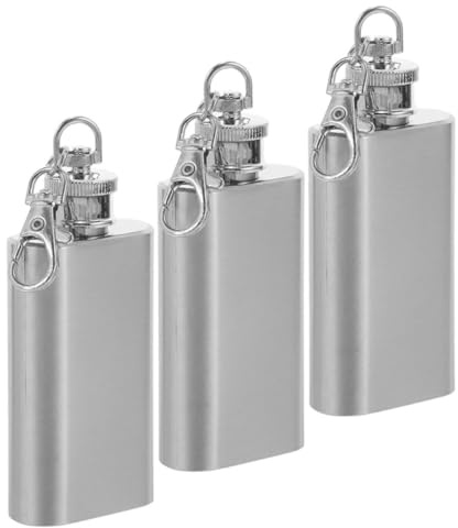 Cabilock 3pièces Flasque De Poche Ronde Avec Porte-clés Bouteille Métallique Étanche De Mini-flasque Pour Portatif Adaptée Aux Hommes Et Femmes Pour Voyages Ou Activités Plein Air