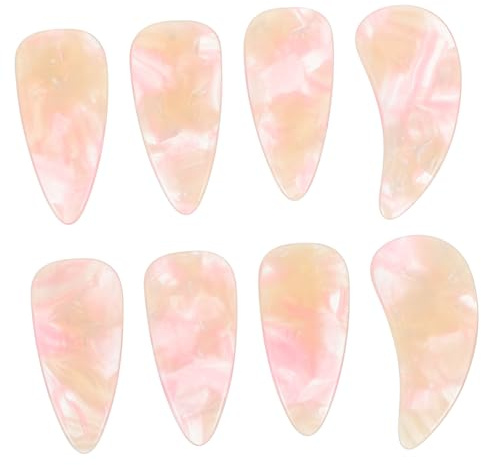 Rosa Guzheng Fingerpicks 8 Stück für Anfänger mit Einfachem Design | Fingerschutzhüllen, Ergonomische Form, Verschleißfest Ausgeführt, für Einsteiger Geeignet