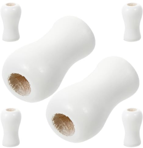 HAMPPLIES 6Pcs Wooden Cord Pull Knobs for Window Blinds Stable and Blind Pull Cord Tassels Suitable for Roman Shades Indoor and Outdoor Curtain Repairs White
