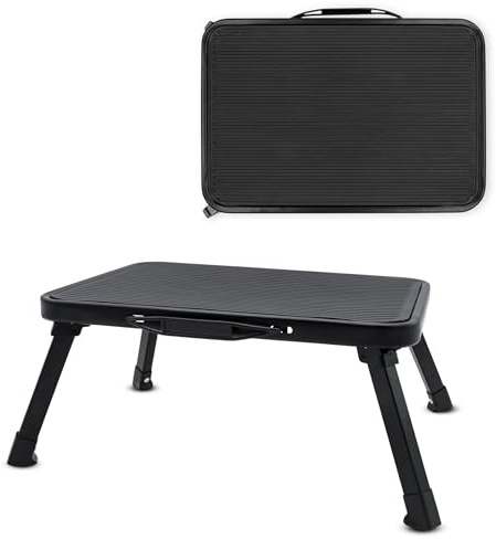 Fällbar stege med bärhandtag av stål, svart upp till 150 kg – 38 x 26,5 cm – halkskydd badrum, stegpall – uppstigningspall, trapppall för äldre och barn