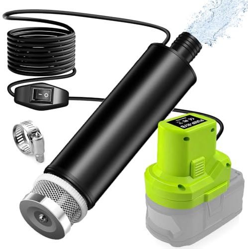 TPDL Submersible Water Pump for Ryobi 18V Battery, 635GPH Dirty Water Pump Cordless Battery Powered Water Transfer Pump for Pool Garden Camping Draining Wash