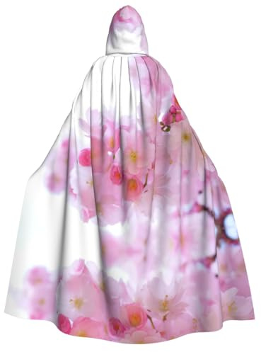 Fgwaauh Cape à capuche unisexe en fleurs de cerisier rose avec capuche pour Halloween, cosplay