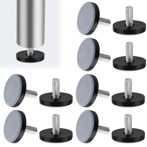 12PCS M8 Patins Téflon 35mm PTFE Pied Reglable Meuble Nivellement Filetage
