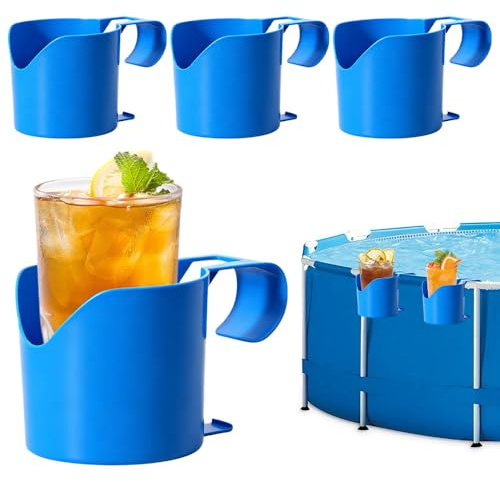 Foreverup 4 Piezas Portavasos de Piscina, Soporte para Bebidas Junto a La Piscina, Portavasos Colgantes para Piscina, Portavasos Piscina Desmontable, para Bebidas, Teléfonos Móviles, Llaves, Carteras