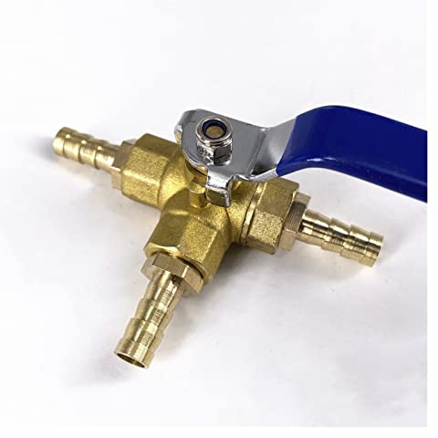 Valve 4/6/8/10/12/14/16mm Hose Barb Brass Full Port L-Port 3 Way Ball Valve Connector Adapter for Water Oil Air Gas (Specification : 6mm Barb)(8mm Barb)