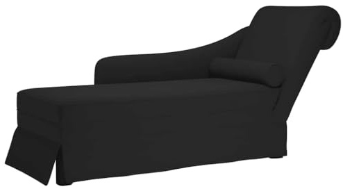 Chaiselongue Relaxliege mit Nackenrolle und rechter Armlehne Schwarz Samt, ergonomisch gepolstert, ideal für Wohnzimmer, Schlafzimmer und Büro, bequeme Sofaliege und Loungesessel