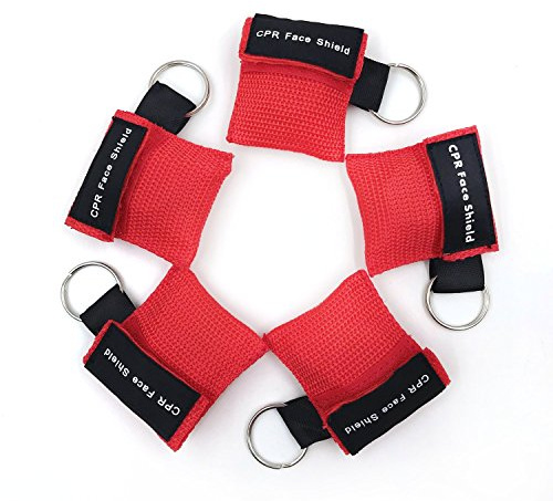 CPR Maske Schlüsselanhänger Ring Emergency Kit Rescue Face Shields mit Einweg-Ventil Atem Barriere für Erste Hilfe oder AED Training (5)