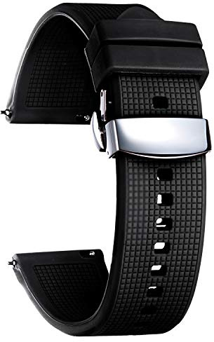 BINLUN Silikon Klockarmband Snabbkoppling Gummi Sportklockarmband 18mm 19mm 20mm 21mm 22mm 24mm Vattentäta Klockarmband till Smartwatch för Män och Kvinnor (Vit/Svart/Blå/Orange/Grå/Brun/Grön/Röd)