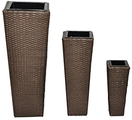 Tidyard Pflanzkübel 3 STK.Pflanzenständer-Set Pflanzgefäße Mit 3 abnehmbaren Kunststoff-Innentöpfen,Terrassen-Pflanzkübel Profi-Pflanztopf Topf für kleine & mittel große Pflanzen,Wetterfest