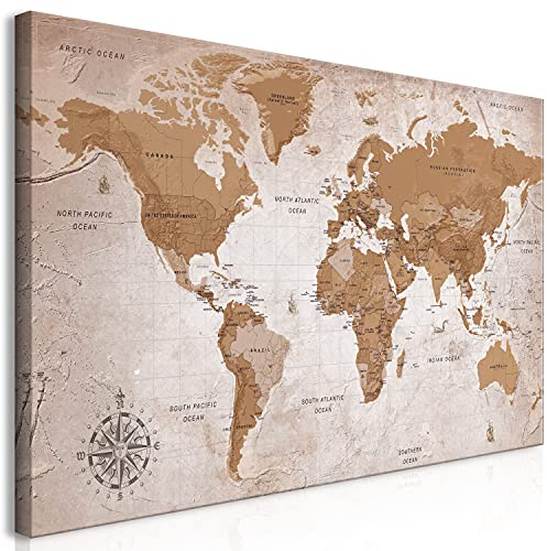 murando Cuadro Mega XXXL Mapa del mundo 170x85 cm Cuadro en Lienzo | Tamano XXL Grande Gigante Imagen Para Montar por uno Mismo Decoración De Pared DIY mapa Continentes