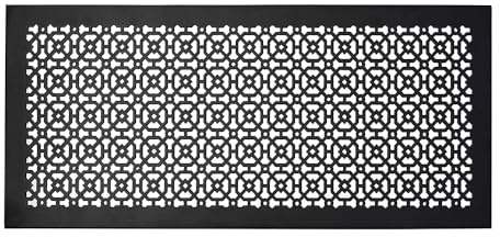 Achtek 12x30 Duct (14x32 Overall Size) Solid Cast Aluminum HVAC Air Return Grill Vent Cover | Powder Coated | for Floor-Black Without Screw Holes