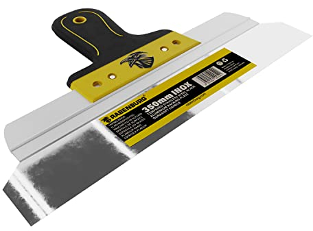 Flächenspachtel 350mm - Profi Rakel aus Edelstahl - Durasoft Griff - Wand Verputzen - Flächenglätter - Fassadenspachtel für Putz Spachtel Werkzeug