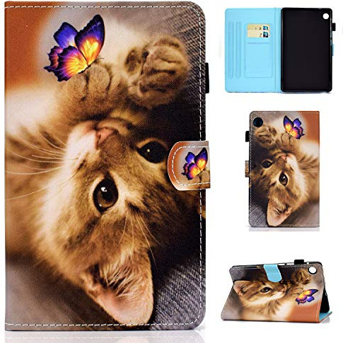 CASAFUNY Custodia Cover per Samsung Galaxy Tab A8 10.5 Pollici (SM-X200/X205/X207), Custodia Protettiva Magnetica Cover con Sonno Sveglia per Samsung Galaxy Tab A8 2022/2021, Gatto farfalla